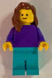 LEGO pln184 Plain Dark Purple Torso with Dark Purple Arms, Medium Azure Legs, Reddish Brown Female Hair over Shoulder (10403)